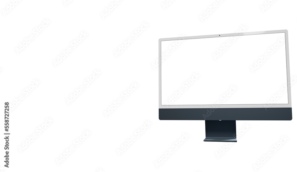 Poster realistic flat screen computer monitor 3de style mockup with blank screen isolated 3d