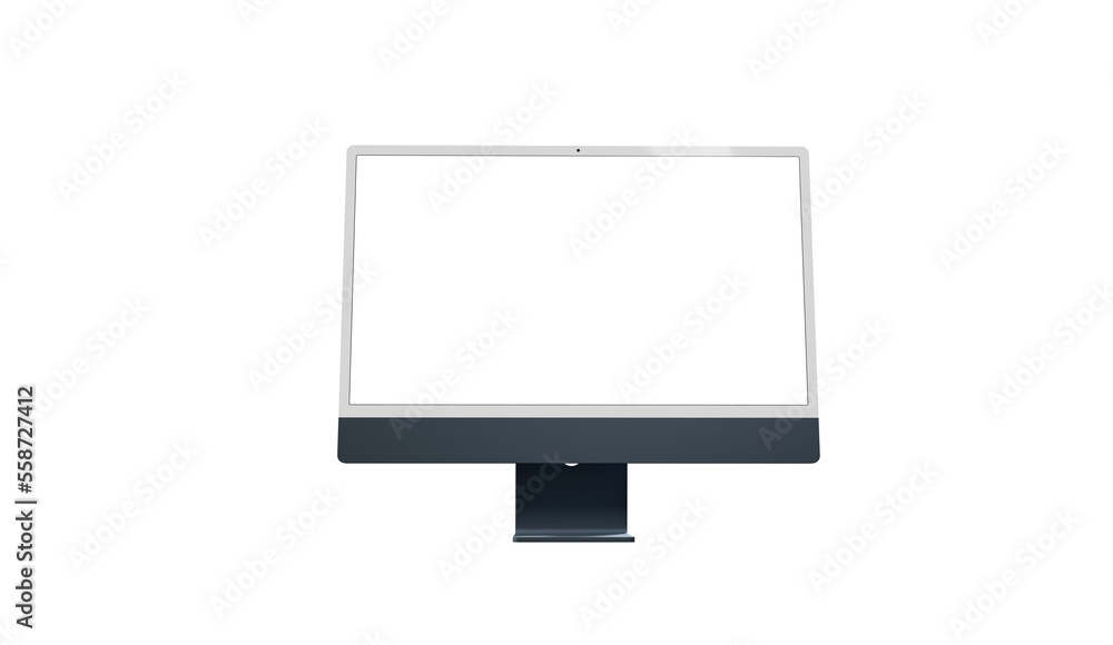 Poster workspace blank screen desktop computer, mockup computer