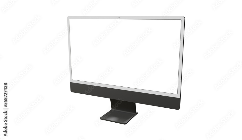 Poster workspace blank screen desktop computer, mockup computer
