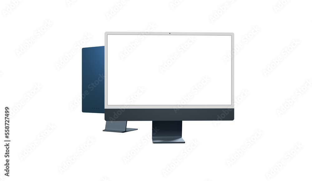Poster workspace blank screen desktop computer, mockup computer