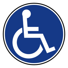 Wheelchair symbol circle. A stylized image of a person in a wheelchair. (ISA) International Symbol of Access.