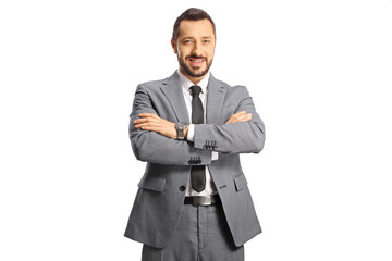 Professional man in a suit posing with crossed arms