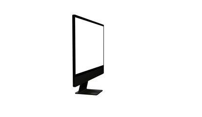 Computer monitor display with empty screen isolated on transparent background.