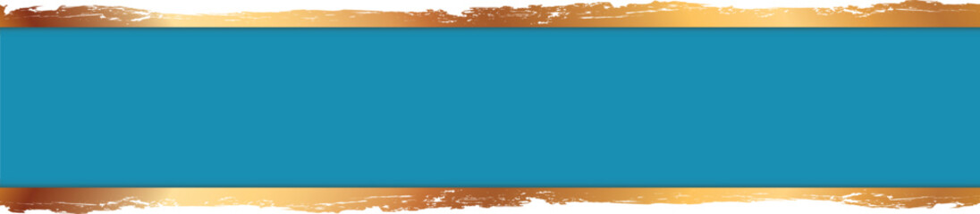 vector illustration of long blue colored ribbon banner with gold colored brush painting frame