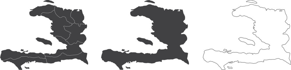 set of 3 maps of Haiti - vector illustrations	
