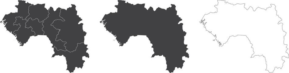 Fototapeta premium set of 3 maps of Guinea - vector illustrations 