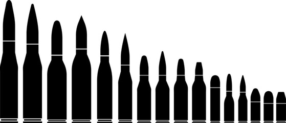vector illustration set of bullet silhouette - obrazy, fototapety, plakaty