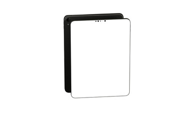 Gadgets including smartphone, digital tablet and laptop, blank screen with