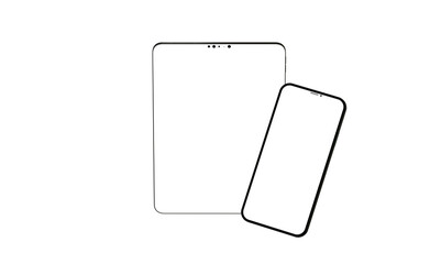 Realistic horizontal black tablet pc pad computer mockups