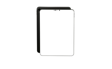 Blank screen realistic tablet frame, rotated position, side view, top view. The tablet is at different angles. Layout of a universal set of devices