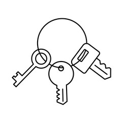 Bunch of keys. Vector line. Editable outline stroke.