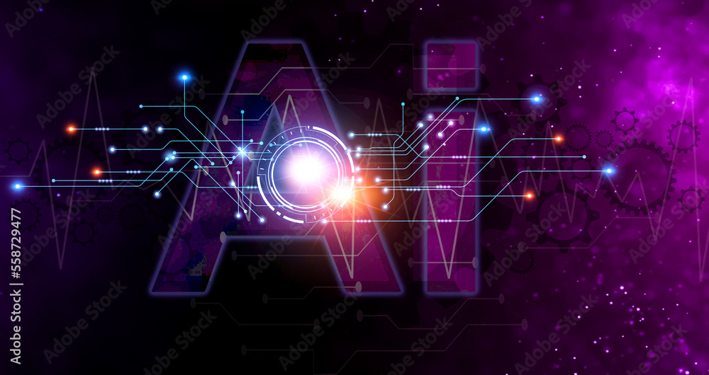 Poster the concept of using artificial intelligence (ai) to control the system, the industry that uses arti
