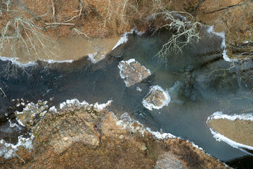 A Winter creek from above