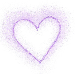 Purple glitter hand-drawn heart outline dush