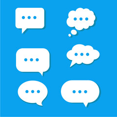 bubble chat icon collection 3d speech  isolated on blue background. 