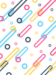 Set of memphis design elements isolated on a white background. Pattern from geometric shapes in Memphis 80s-90s style. For use in web design, invitation, poster, print.