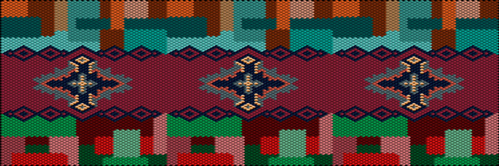  Ornament  is made in bright, juicy, perfectly matching colors. Ornament, mosaic, ethnic, folk pattern.