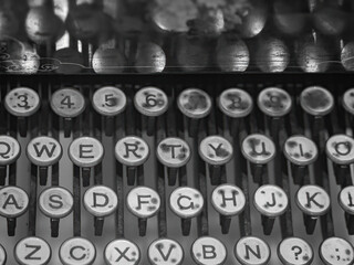 The fragment of an old and vintage typewriter