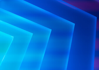 The neon  colored light  tablets in a dark room