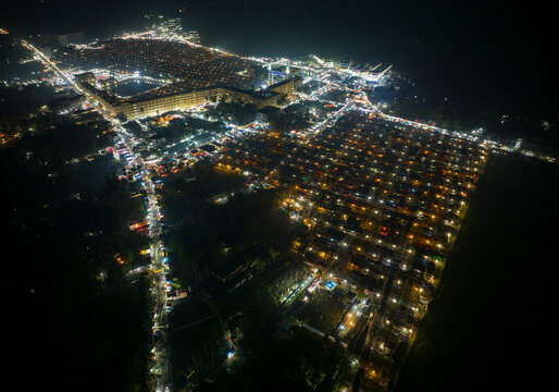 Aerial view of the Third largest Muslims congregation in Barisal, Bangladesh.