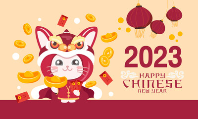 cute rabbit, Happy chinese new year. vector illustration