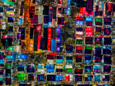 Aerial view of temporary tents for the Third largest Muslims congregation in Barisal, Bangladesh.
