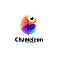 Colorful chameleon logo vector illustration.