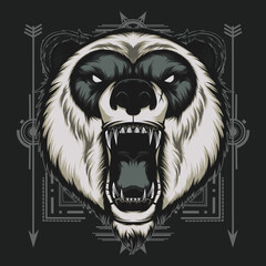 Angry panda sacred geometry logo vector © Aneffing