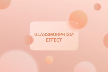 Geometric circle with rectangle glassmorphism plate in the center on peach orange background