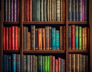 Bookshalfe with collection of book, wallpaper or background Bookshalfe with collection of book, wallpaper or background