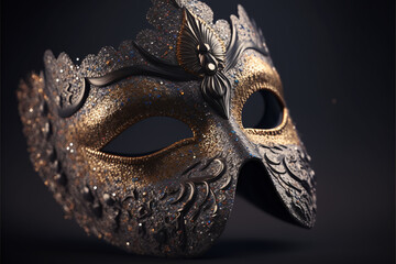 venetian carnival mask with feathers, generative ai.