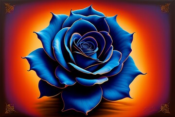 blue rose on yellow background