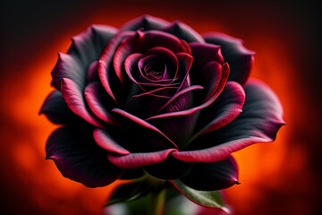 black rose on red background