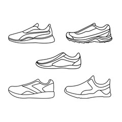 Set of models of sports shoes