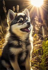 Alaskan Klee Kai puppy - cute dog, Generative AI