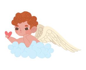 cute cupid lying on a cloud