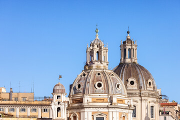 Fototapeta na wymiar Historical buildings in Rome, Italy. Sunny cloudy day.