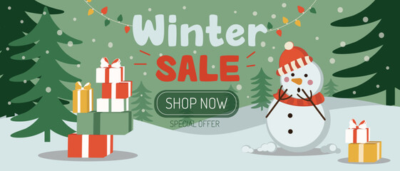  Winter Sale, Banner Background for Business and Advertising. Vector illustration.