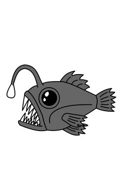 Laternenfisch Anglerfisch Tiefsee Fisch Vektor Grafik