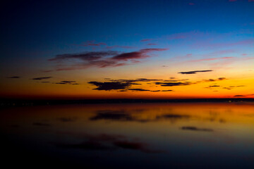 Sunset at Balatonakarattya from the beach of Balaton