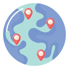 wolrd with location pins