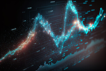 Abstract stock market chart with candles and lines, Generative AI illustration