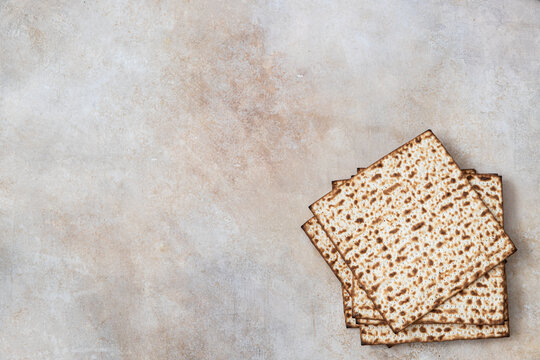 Traditional Jewish kosher matzo for passover. Pesah celebration concept (jewish Passover holiday)