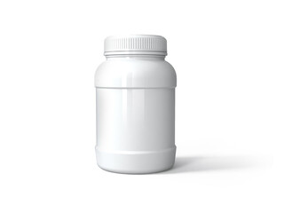 Supplement, protein white bottle isolated on a white background