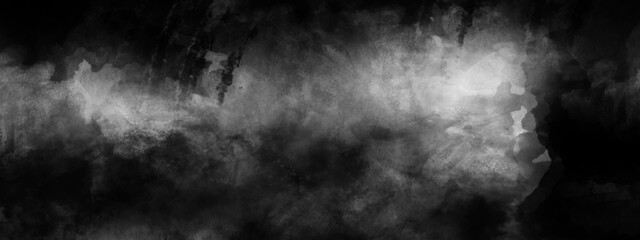 Grunge grey shades watercolor background. Abstract black and white ink effect watercolor illustration. Abstract black watercolor background painting. Black background texture in painted watercolor.