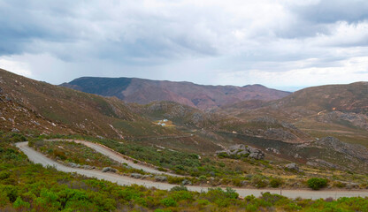 Impressive swichbacks and hairpins on the Swartberg Pass below the 1575m summit known as Die Top...