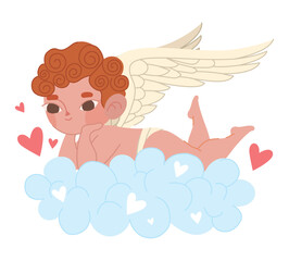 angel lying on a cloud