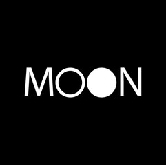 Moon typography vector icon. Moon lettering.