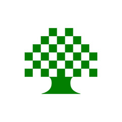 Green Pixel tree vector icon. Green squares tree.