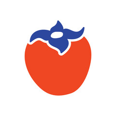 Persimmon, kaki or sharon fruit vector icon